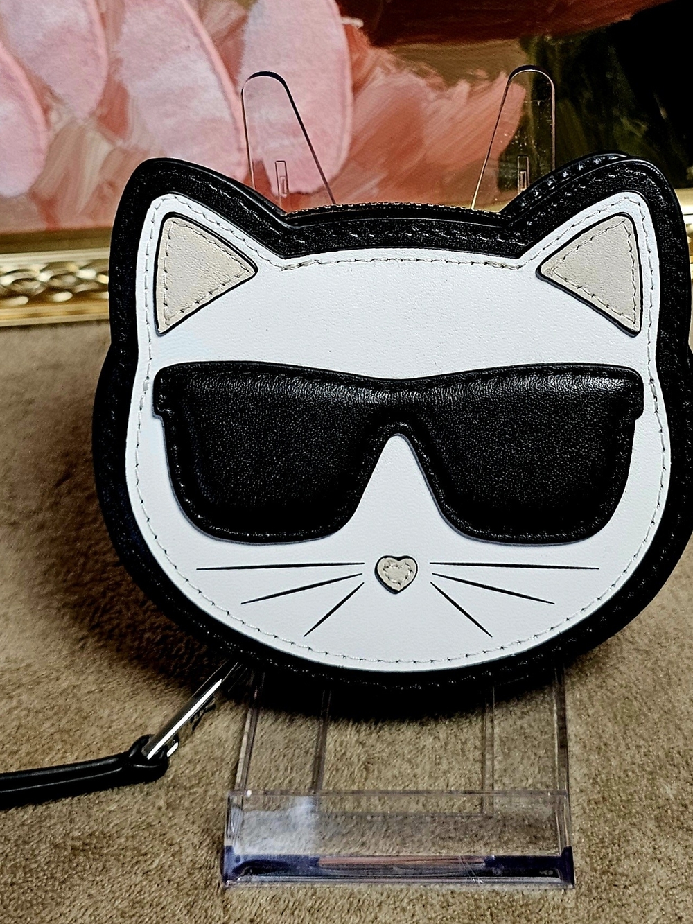 🐾 Karl Lagerfeld K/Ikonik Choupette Cowhide Leather Coin Purse - NWT - Picture 5 of 7